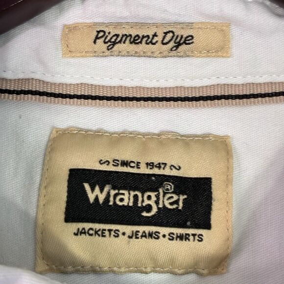 Wrangler Mens XL White Short Sleeve Western Button Shirt Pigment Dye - Picture 4 of 6